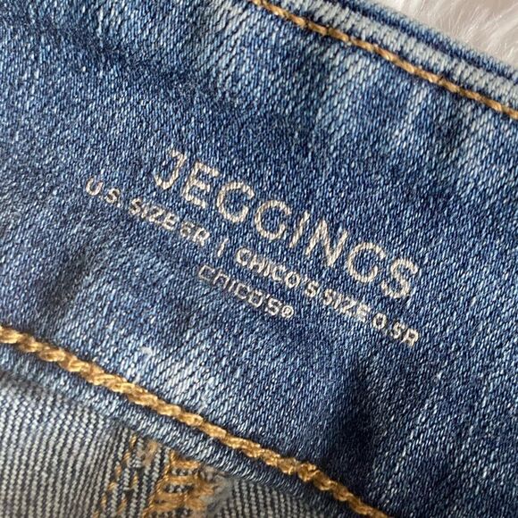 Chico’s Jegging Striped Jeans Pull On Elastic Waist Womens Size 6 - Picture 5 of 7